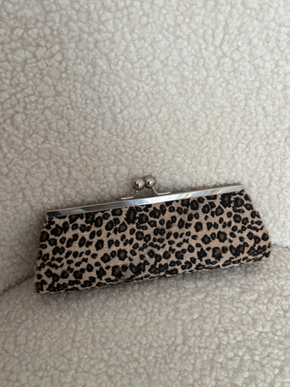 FAUX FUR ANIMAL PRINT CLUTCH