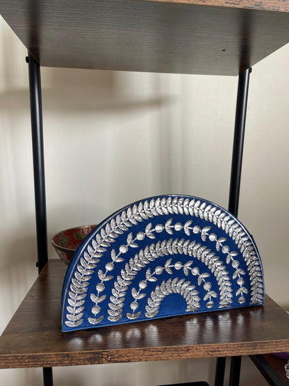 BLUE AND SILVER CLUTCH