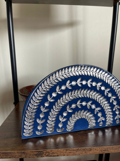 BLUE AND SILVER CLUTCH