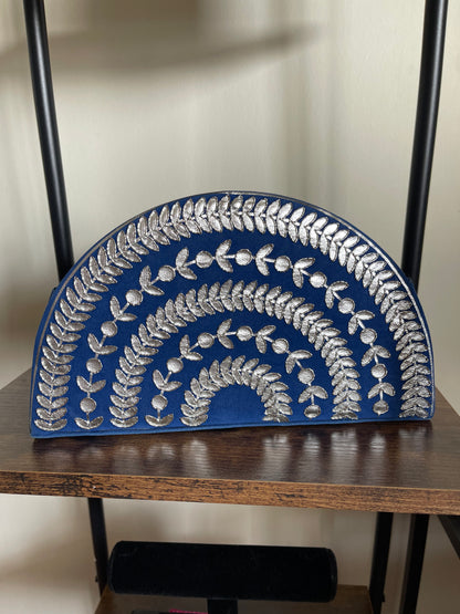 BLUE AND SILVER CLUTCH