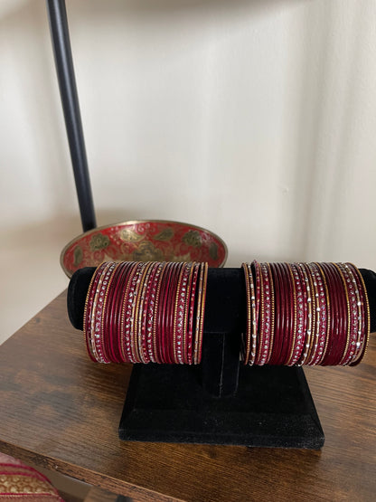 VINTAGE MAROON AND GOLD BANGLES