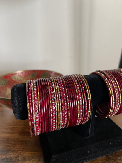 VINTAGE MAROON AND GOLD BANGLES