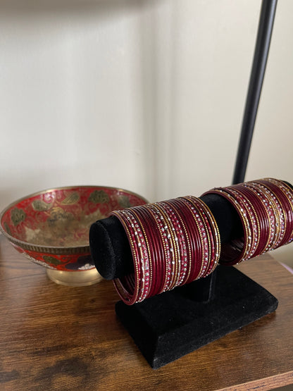 VINTAGE MAROON AND GOLD BANGLES