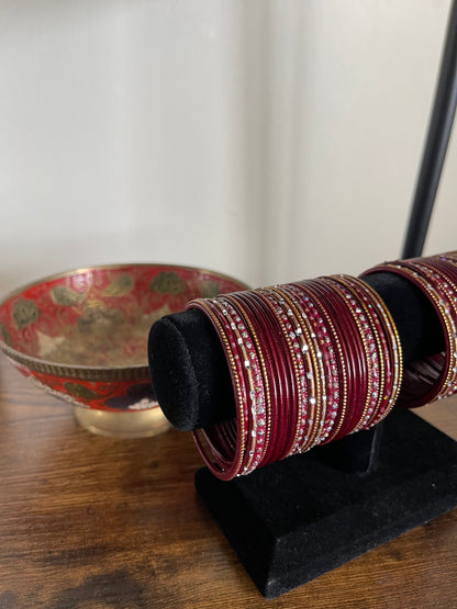 VINTAGE MAROON AND GOLD BANGLES