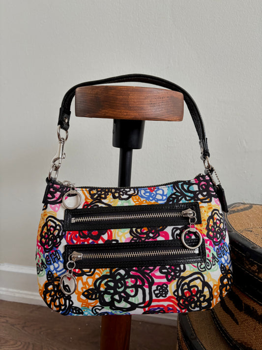 COACH POPPY GRAFFITI BLOSSOM  MULTICOLOUR FLORAL PRINT PURSE