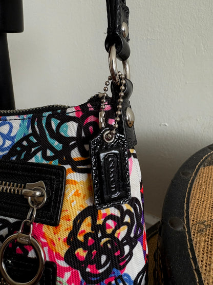 COACH POPPY GRAFFITI BLOSSOM  MULTICOLOUR FLORAL PRINT PURSE