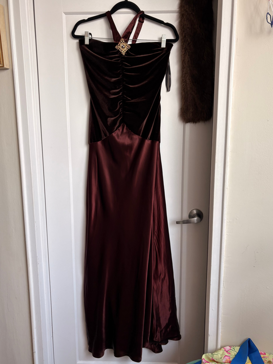 VINTAGE VELVET/SILK EVENING GOWN - 12