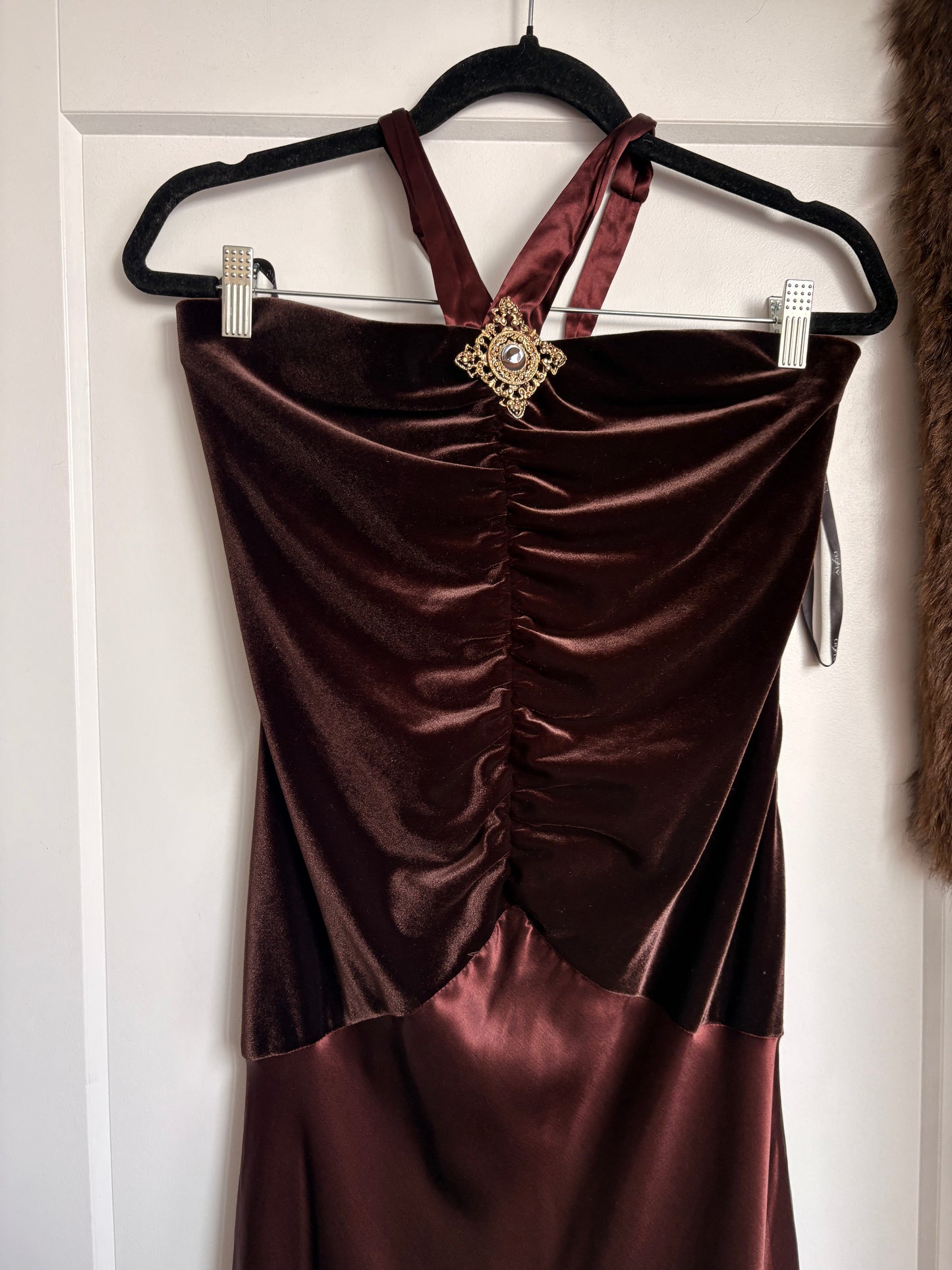 VINTAGE VELVET/SILK EVENING GOWN - 12