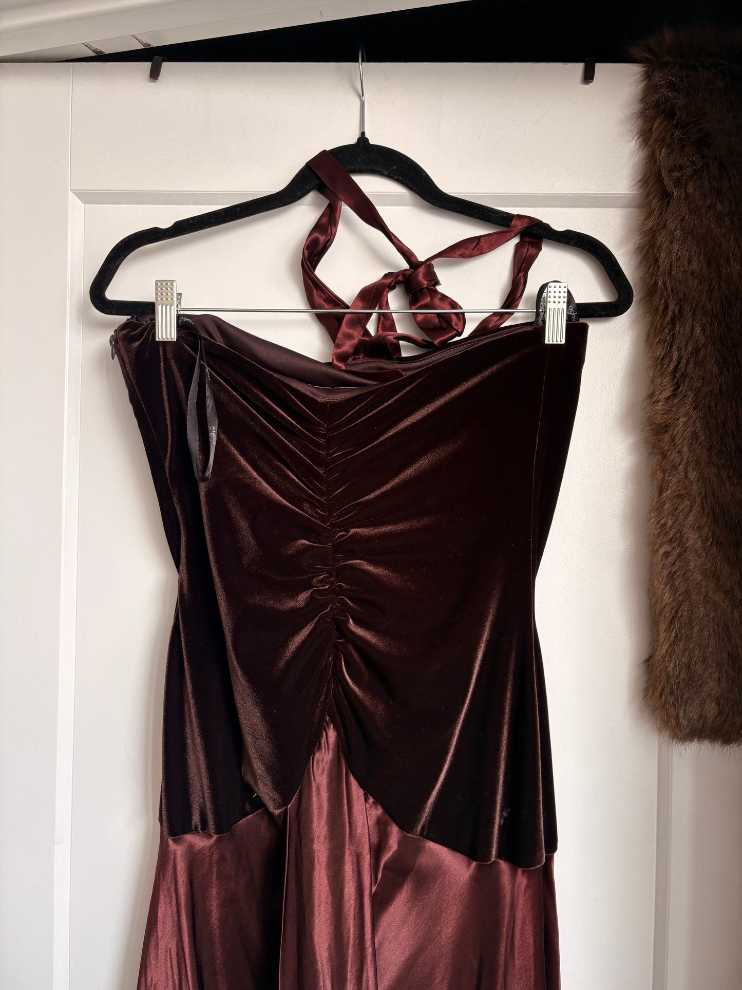 VINTAGE VELVET/SILK EVENING GOWN - 12