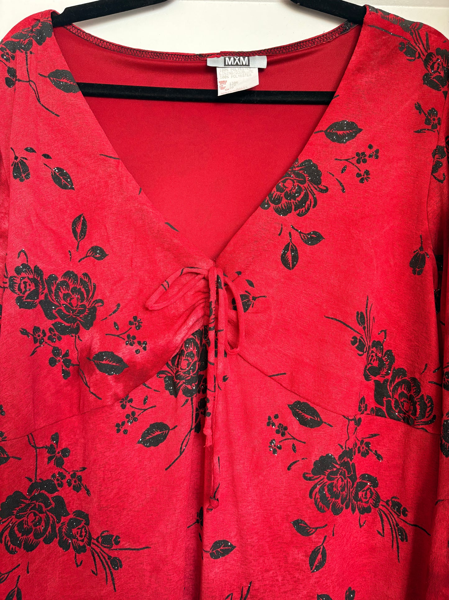 VINTAGE WITCHY RED FLORAL DRESS - 20