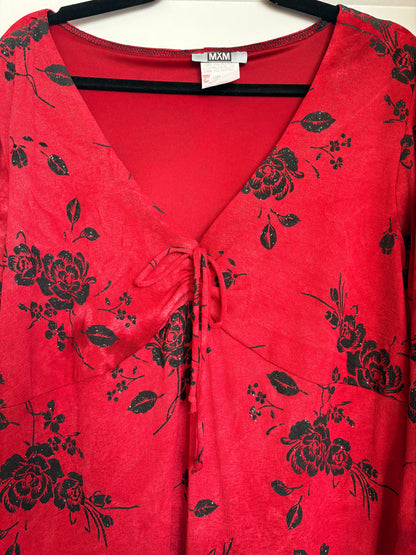 VINTAGE WITCHY RED FLORAL DRESS - 20