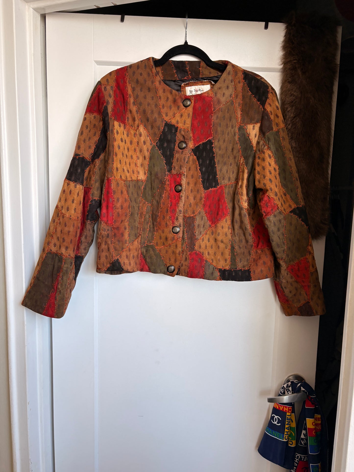 VINTAGE LEATHER PATCHWORK JACKET - L