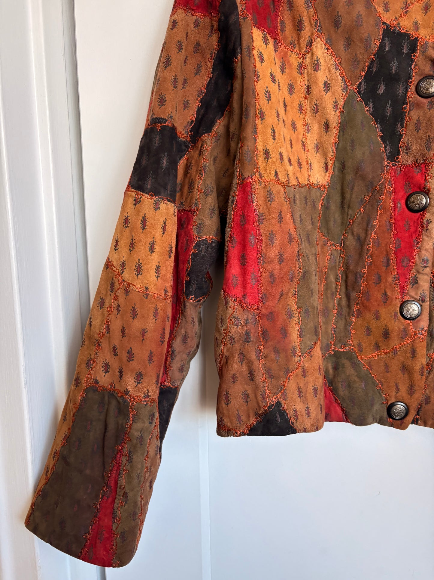 VINTAGE LEATHER PATCHWORK JACKET - L