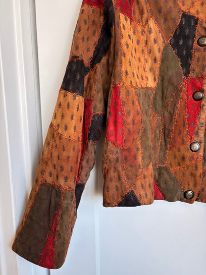VINTAGE LEATHER PATCHWORK JACKET - L