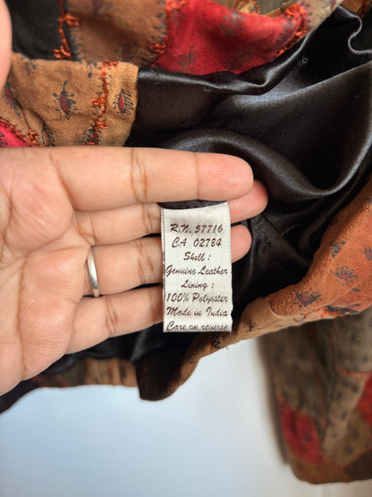VINTAGE LEATHER PATCHWORK JACKET - L