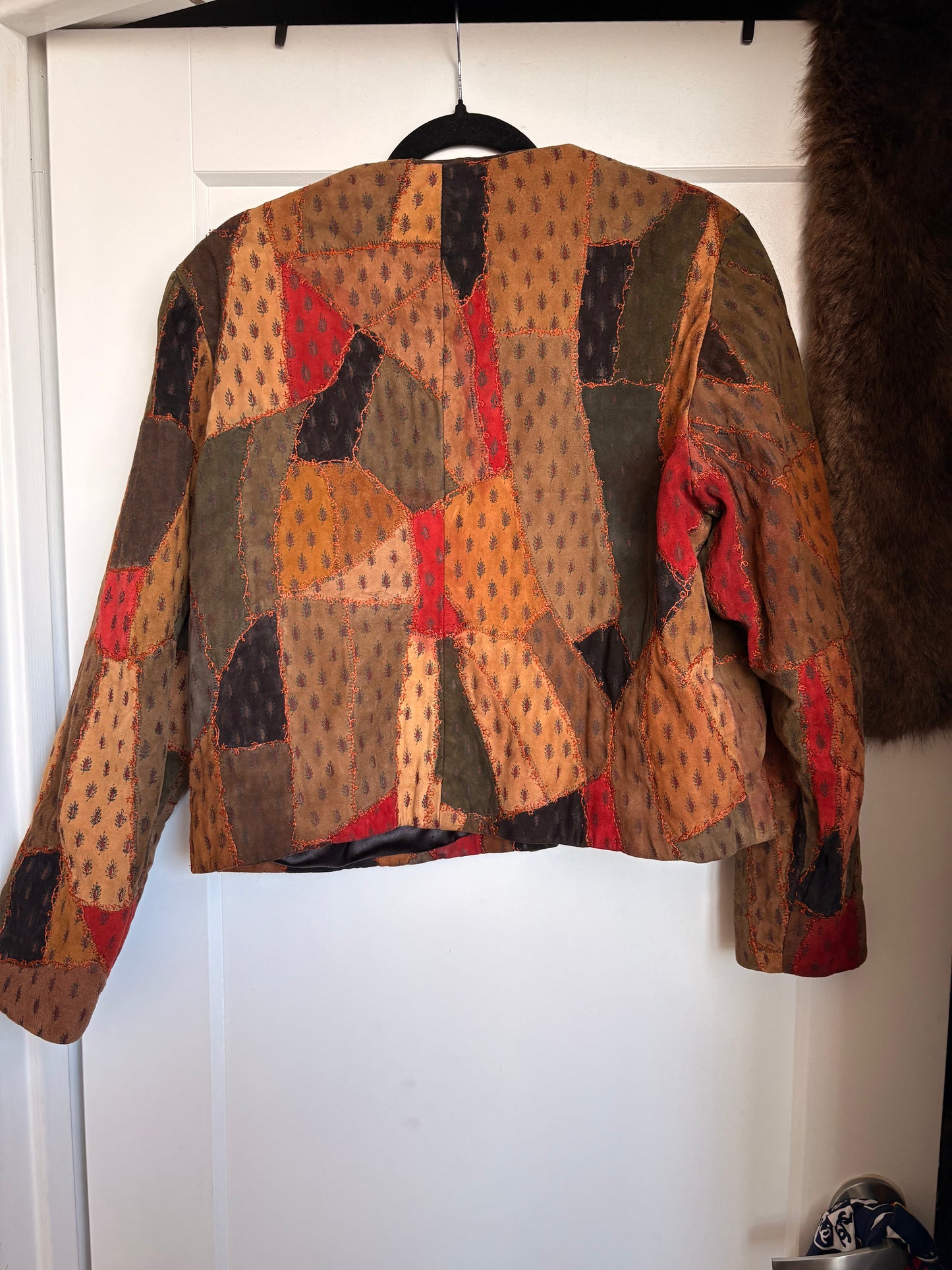 VINTAGE LEATHER PATCHWORK JACKET - L