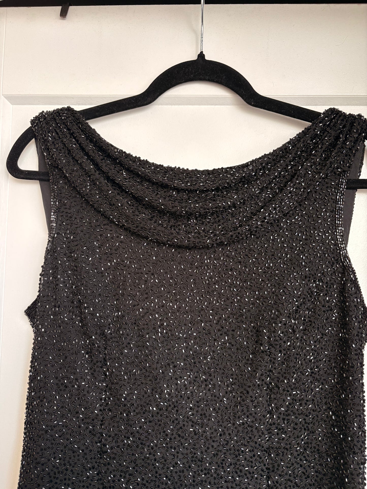 VINTAGE BEADED COWL NECK TOP - M