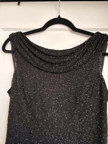 VINTAGE BEADED COWL NECK TOP - M