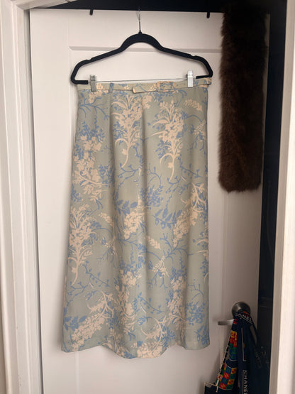 VINTAGE BLUE FLORAL MAXI SKIRT - M