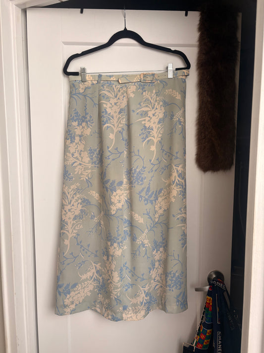 VINTAGE BLUE FLORAL MAXI SKIRT - M
