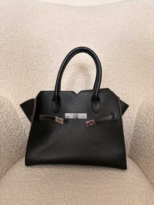 BLACK LEATHER HANDBAG