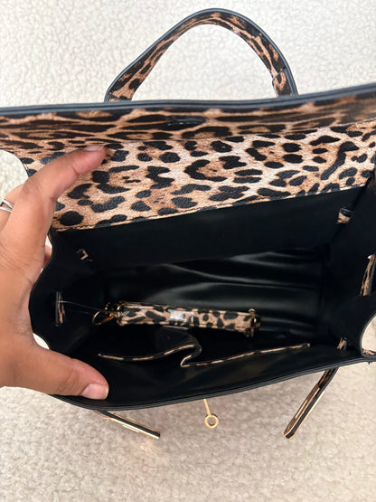 LEOPARD PRINT FIRKIN HANDBAG