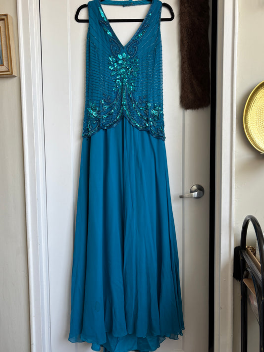VINTAGE BEADED DRESS W/ SCARF - 18