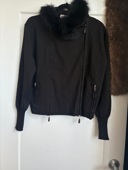 JAMIE SADOK KNIT SWEATER WITH FUR - M