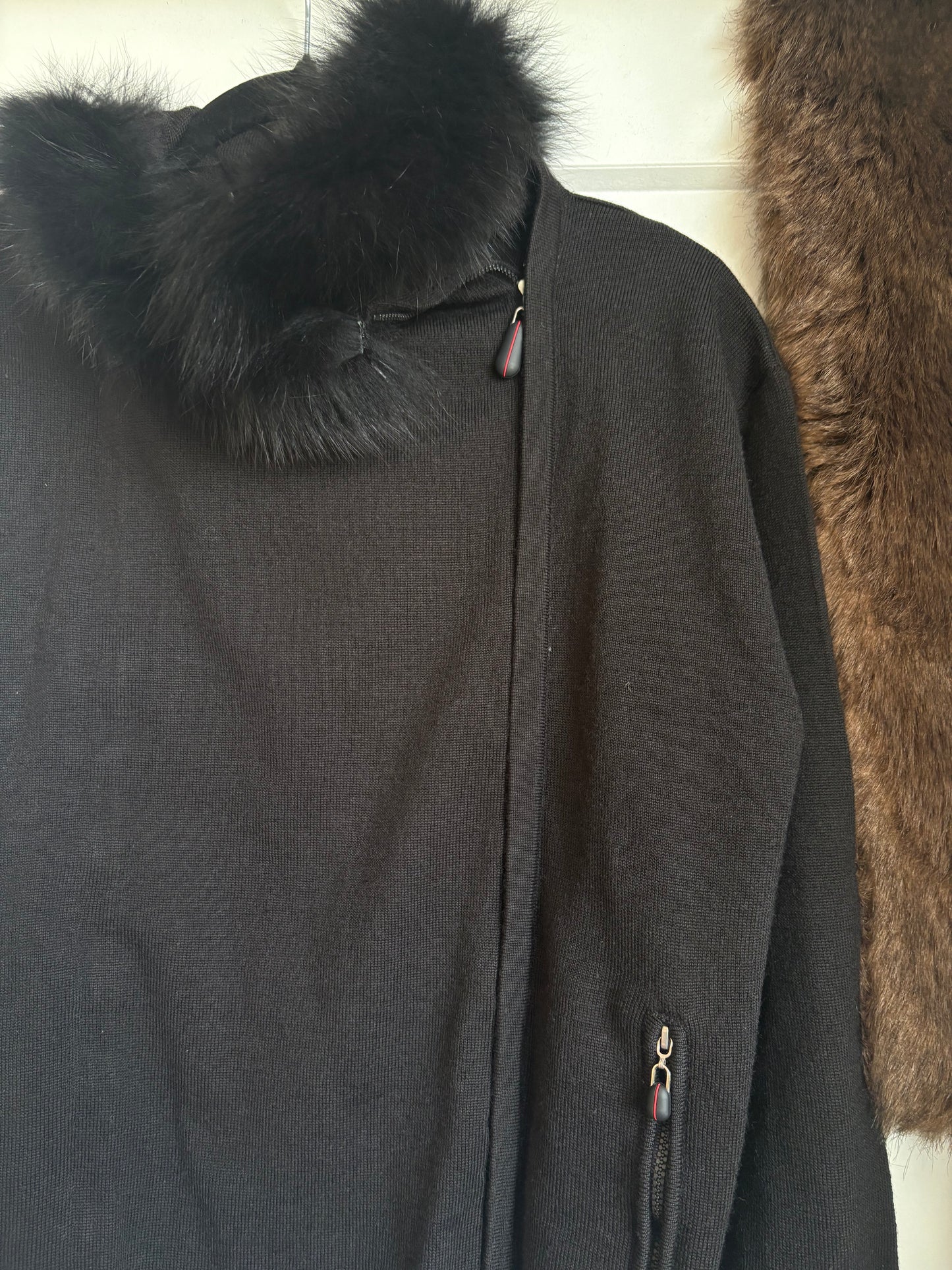 JAMIE SADOK KNIT SWEATER WITH FUR - M