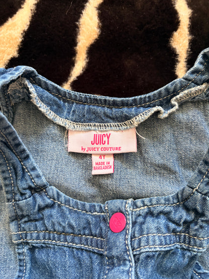 JUICY COUTURE KIDS DENIM OVERALL DRESS - 4T