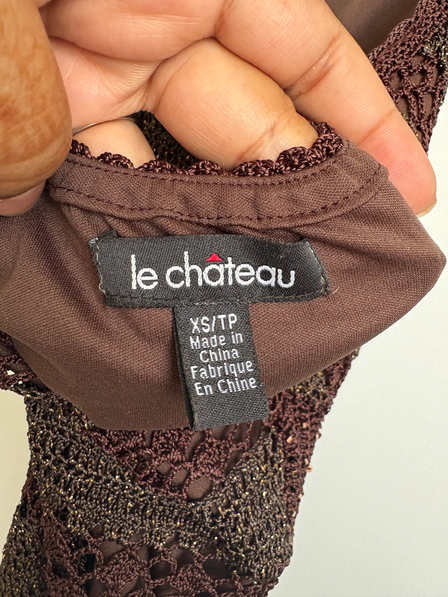 LE CHATEAU CROCHET HALTER TOP - XS