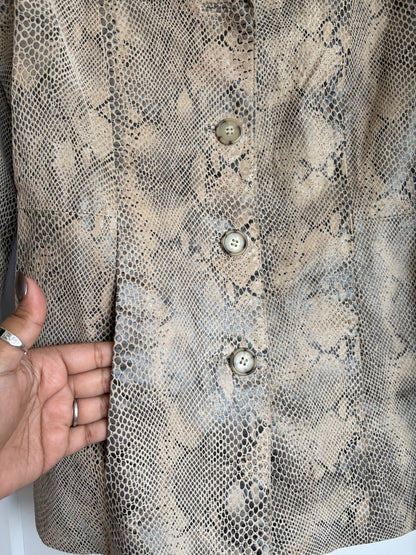 LIZ CLAIBORNE SNAKE PRINT LEATHER JACKET