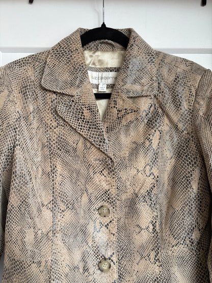 LIZ CLAIBORNE SNAKE PRINT LEATHER JACKET