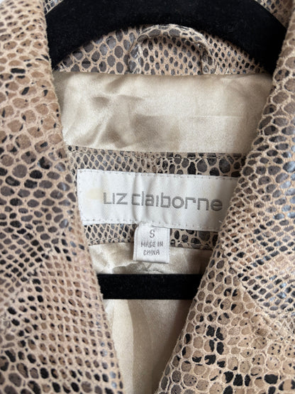 LIZ CLAIBORNE SNAKE PRINT LEATHER JACKET