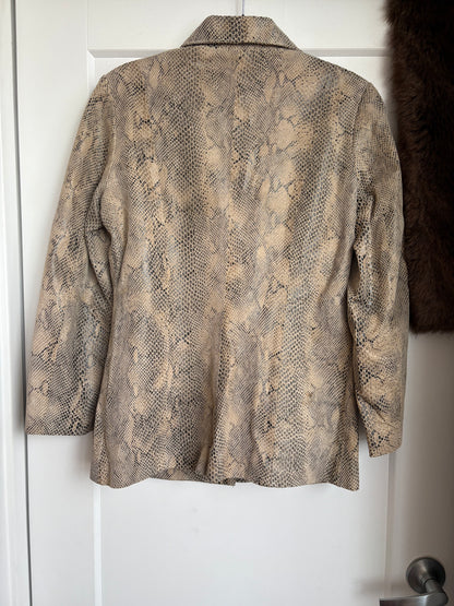LIZ CLAIBORNE SNAKE PRINT LEATHER JACKET