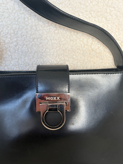 MEXX BLACK LEATHER SHOULDER BAG