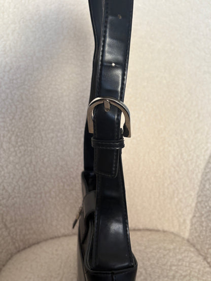 MEXX BLACK LEATHER SHOULDER BAG