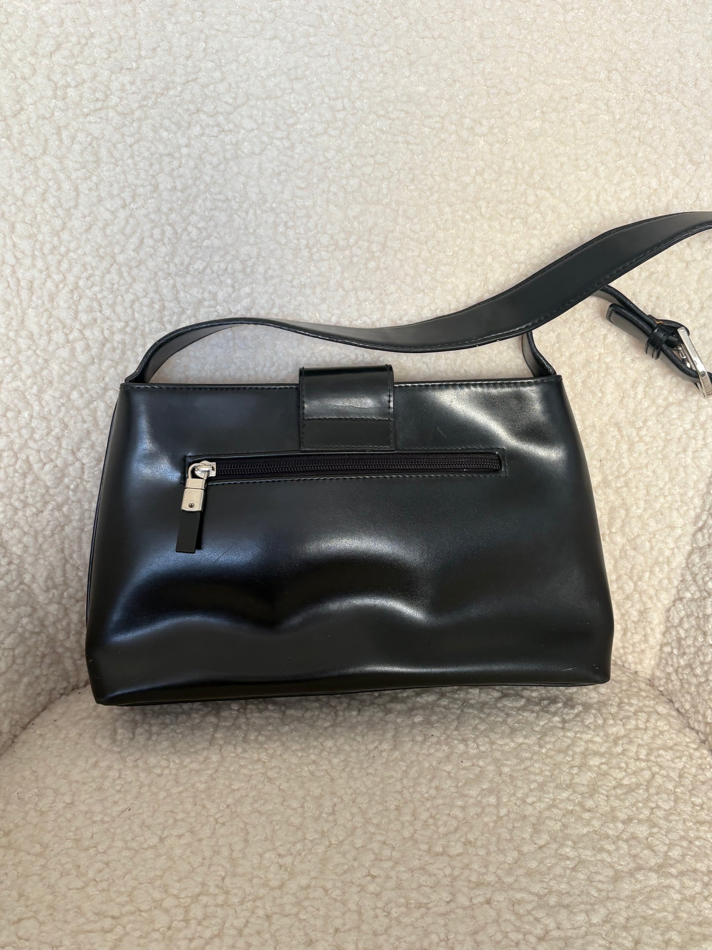 MEXX BLACK LEATHER SHOULDER BAG