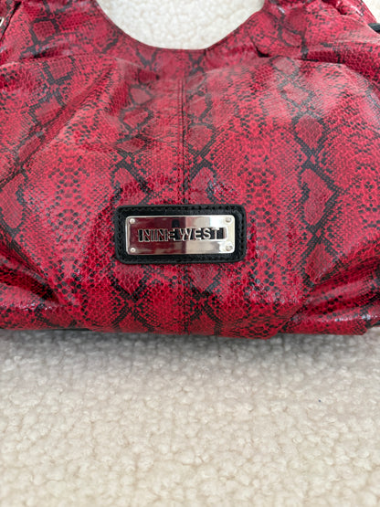 NINE WEST SNAKE PRINT SHOULDER BAG