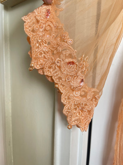 PEACH BEADED ORGANZA KAMEEZ SET