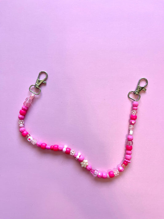 PINK FLORAL CHAIN BAG CHARM
