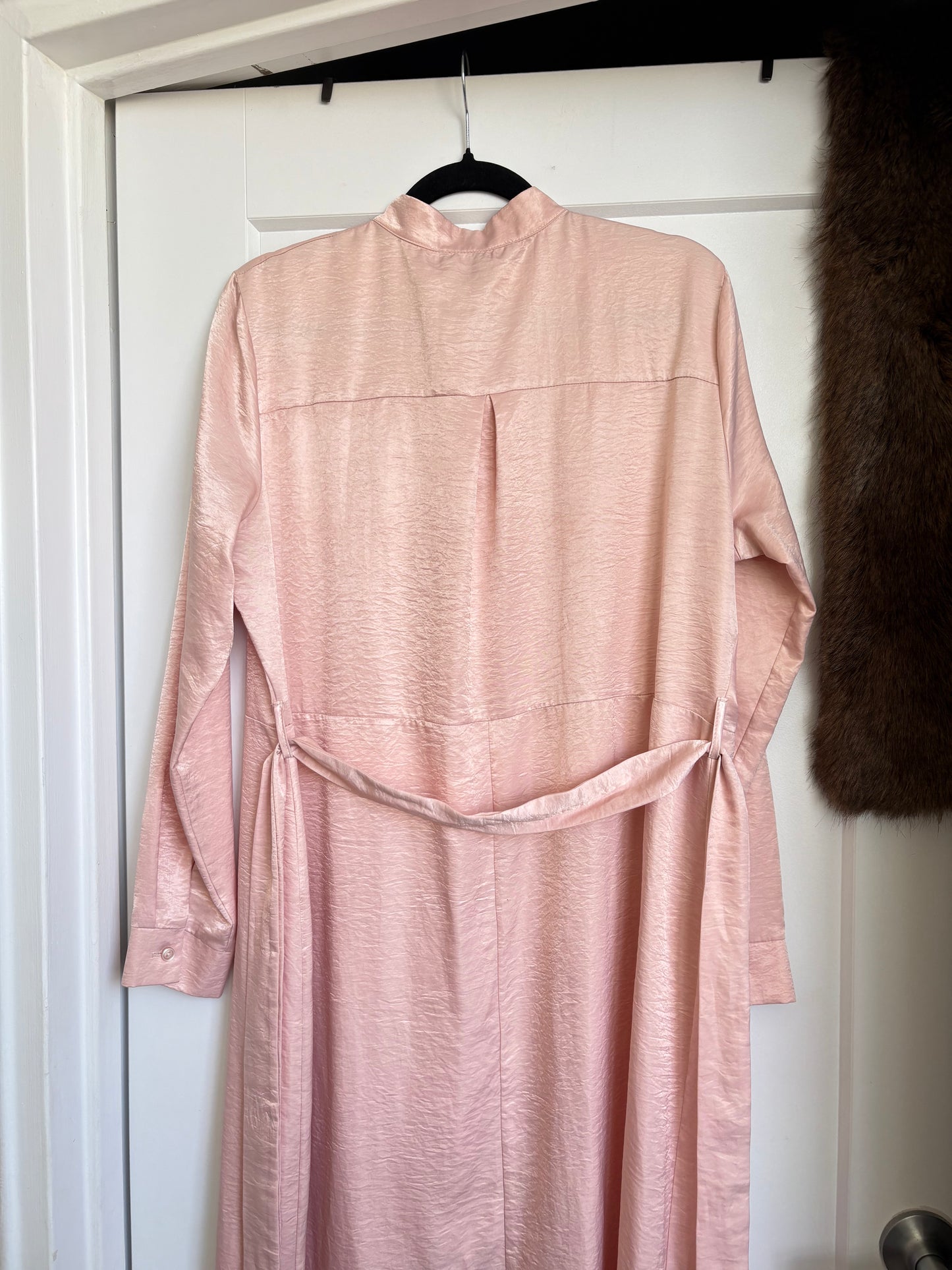 SATIN MAXI SHIRT DRESS