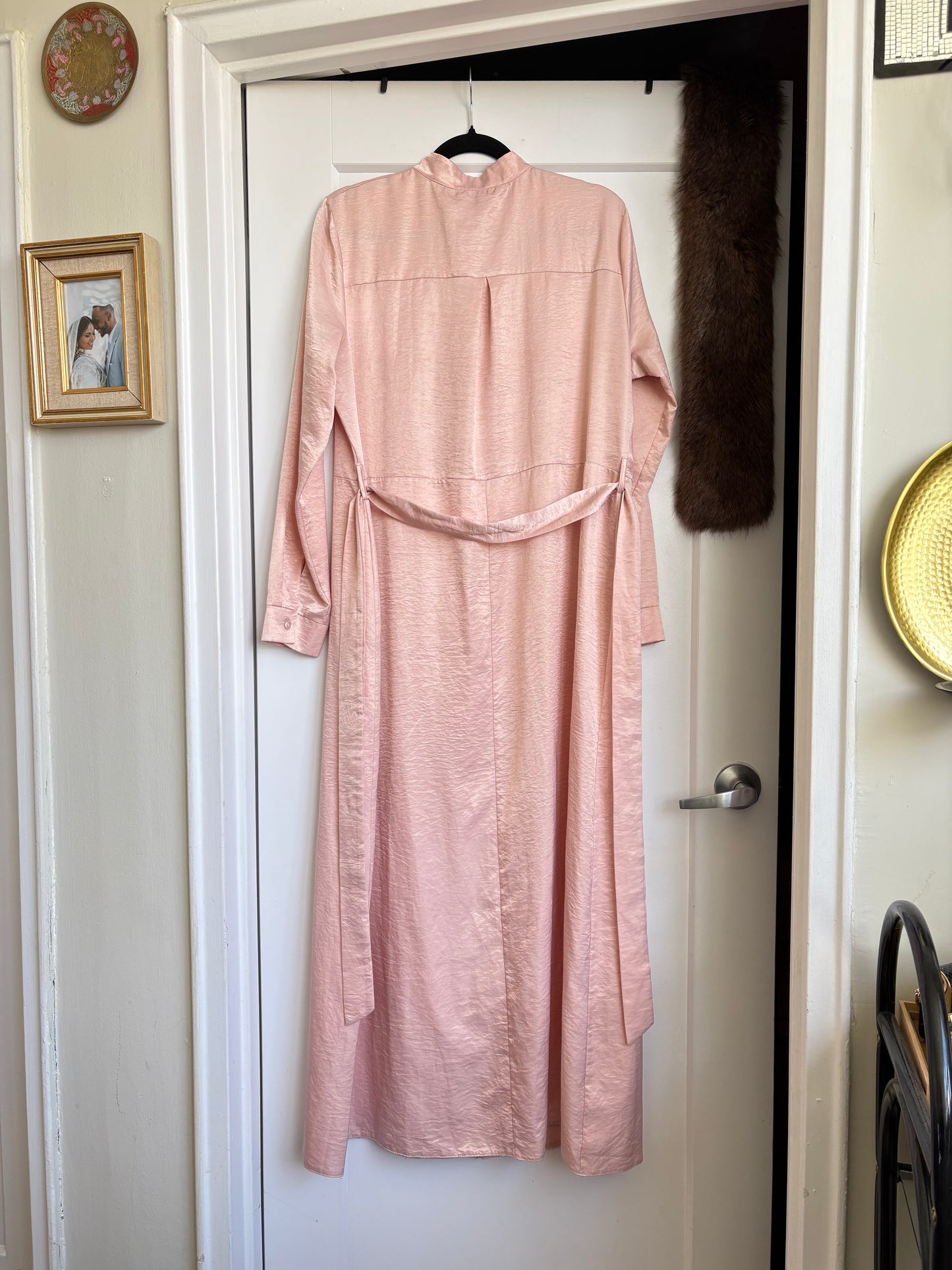 SATIN MAXI SHIRT DRESS