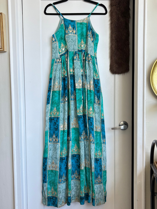 SEQUIN PATCHWORK MAXI DRESS - S