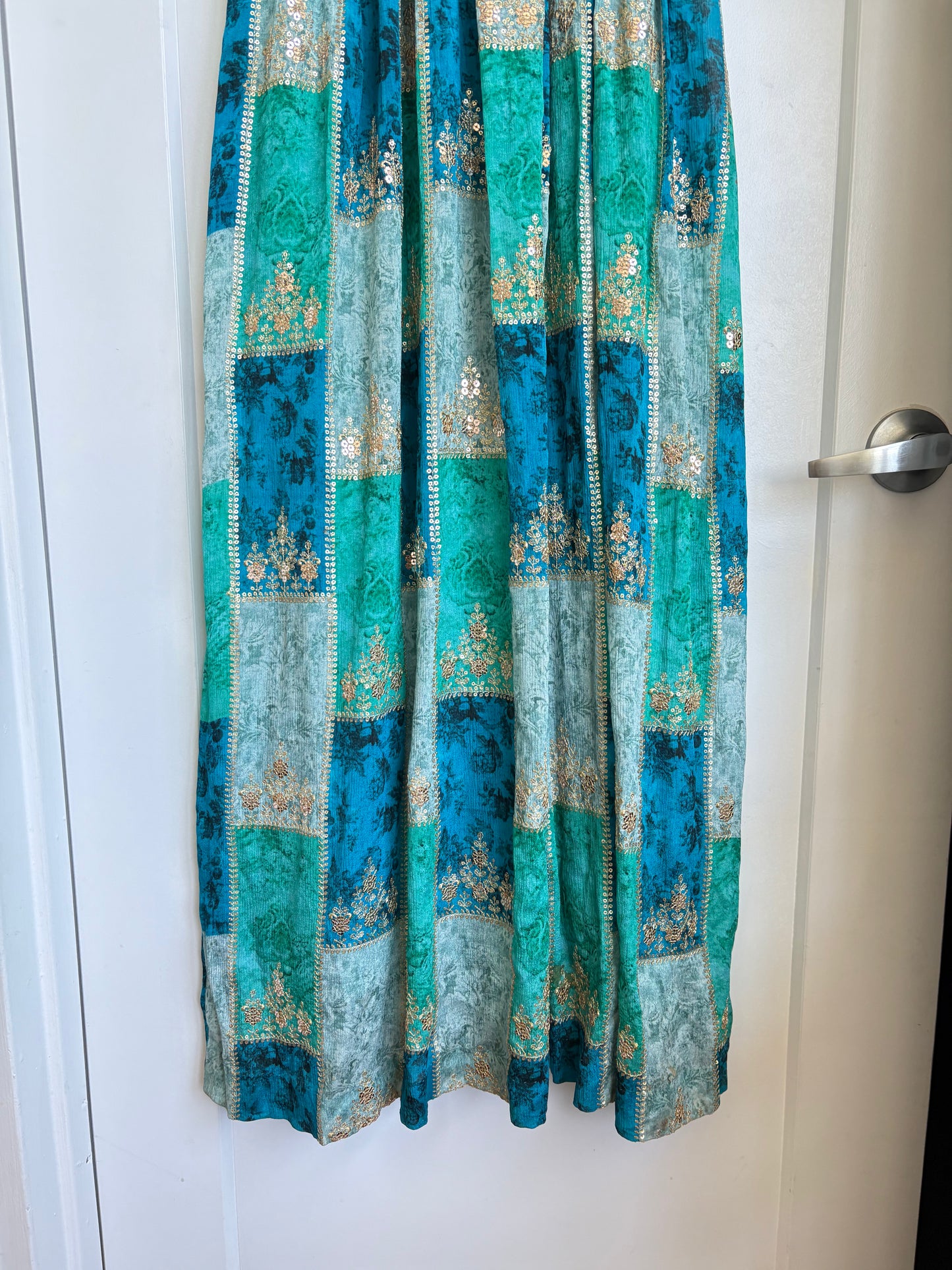 SEQUIN PATCHWORK MAXI DRESS - S