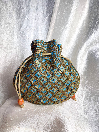 SILK BEADED POTLI BAG