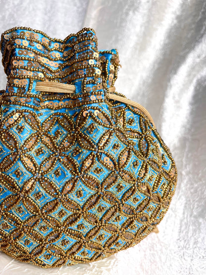SILK BEADED POTLI BAG