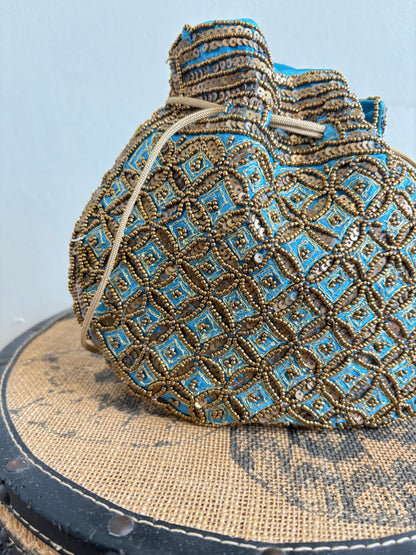 SILK BEADED POTLI BAG