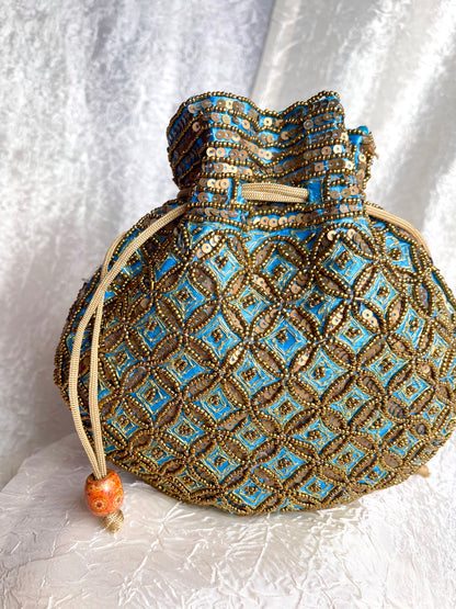 SILK BEADED POTLI BAG