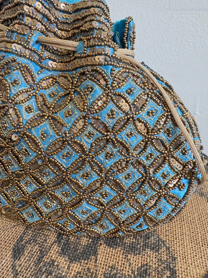 SILK BEADED POTLI BAG